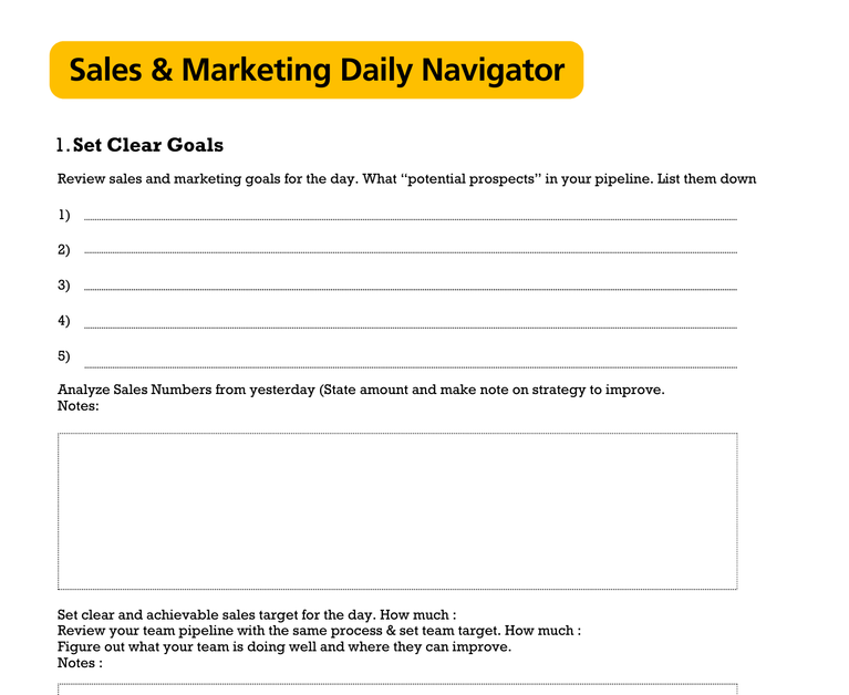 Sales & Marketing Daily Navigator